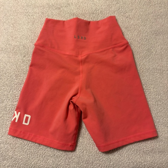 LSKD Coral Pink Evolved Mid Bike Shorts Evolution Sporty Activewear Logo Rare - Picture 6 of 13